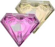 TOGEVAL 2Pcs Diamond Shaped Eyelash Storage Boxes Stylish Eyelash Packing Container for Travel Lightweight Protect and Organize False Lashes Combination