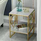 2-Tier Marble Coffee Table Sofa Side End Table Lamp Table 40cm Square Hold 85 kg
