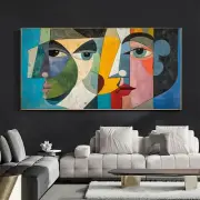 Modern Abstract Geometric Colorful Face Unframed Canvas Painting for Living