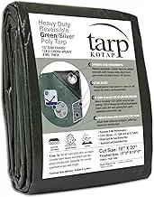 TGS-1620 Multi-Use, Waterproof Heavy-Duty Protection/Coverage Tarp, 8-mil, Reversible, Size: 16' X 20', Green-Silver