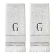 Casual Monogram Hand Towel Set, G, 16x26, White 2 Count