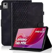 Case for Lenovo Tab M11 11 Inch 2024 (TB-330fu/TB-331fc) -[Auto Wake/Sleep] Embossed PU Leather Flip Folio Tablet Case with Multi-Angle Viewing Stand Cover, Card Slot - Black