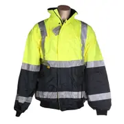 FRONTIER Hi-Vis Fleece Pilot Jacket with Reflective Tape - Yellow & Navy
