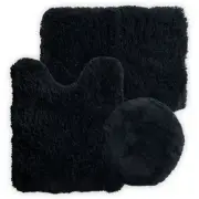 3 Piece Bath Rug Set Contour Mat Toiled Lid Cover Bathroom Set