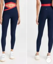 NWT Beyond YogaSpacedye Navy Outlines High Waisted Midi Leggings Sz M $110 #42