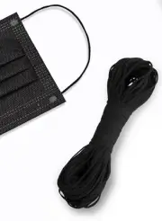 (0,67 €/ 1m) 2,5 MM X10 M Soft Hat Rubber Cord E.g. Rubber for Masks Black