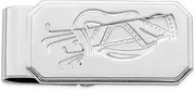 [Generic] Solid Textured Engravable Polished and satin Silver Plated and Rhodium Golf Bag Hinged Money Clip Measures 48x22mm Wide Jewelry Gifts for Men