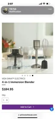 Princess House VIDA SANA™ ELECTRICS 4-in-1 Immersion Blender 5594