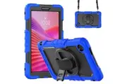 Lenovo Tab One/Tab K9 8.7 inch 2025 Stand Anti-Drop Case with Screen Protector & Shoulder Strap-Blue Black