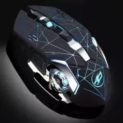 WARWOLF Q8 Wireless Rechargeable Mouse Glowing Gaming Mouse (Black)