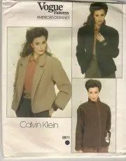 Vogue Designer Sewing Pattern 2811, Calvin Klein Jacket, 3 Styles, Size 12 Uncut