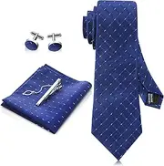 [Coume] 5 Pcs Gifts for Boyfriend Him Husband Mens Tie Set Necktie Handkerchief Tie Clip Cufflinks Christmas Stocking Stuffers