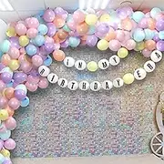 Birthday Era Decoration DIY Friendship Bracelet Balloon Kit 70 Link Balloons Tail Connected Balloon Garland 4 Letter Number Stickers for Customizable Birthday Banner Party Supplies