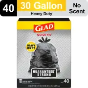Glad Quick Tie Extra Strong Large Trash Bags, 30 Gallon, 40 Bags