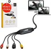 VHS to Digital Converter USB 2.0 Video Capture Card VCR Hi8 Mini DV to PC Mac.