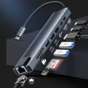 USB 3.0 Hub Type-C Splitter For Laptop Adapter PC Computer PD Charge DockStation