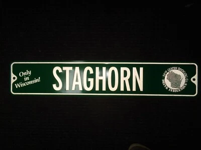NEW GLARUS BREWING CO. STAGHORN BEER METAL STREET SIGN 34 x 6.5 - BRAND NEW!