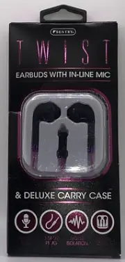 Sentry Twist Earbuds w/In-Line Mic & Deluxe Carry Case (HM170)