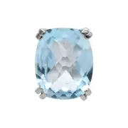 .925 Sterling Silver / Blue Sapphire / Sky Blue Topaz Ring .