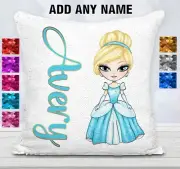 Princess Cushion Cover Reversible Flip Sequin Throw Pillow Case Personalised