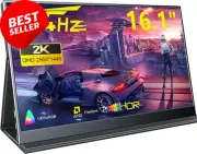 Portable Gaming Monitor 16.1" 2.5K 144Hz Dual USB-C HDMI Speakers