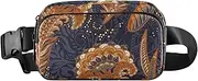 [GuoChe] Fashion Fanny Pack Waist Bag Unisex Adults Paisley Flowers Ethnic Retro Multipurpose Sling Chest Bag with Adjustable Strap for Workout Running Hiking, Paisley flowers ethnic51, 8" x 5.3" x 2.3", Retro