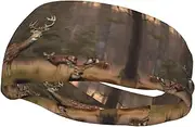 [WURTON] Deer Hunting Print Sports Sweatband - Multi-Functional Sport Headbands Kids, Men, Women Running, Yoga