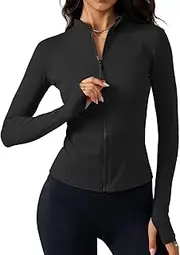 [TQQEPOOL] Women's Workout Jacket Lightweight Zip Up Yoga Jacket Cropped Athletic Slim Fit Tops
