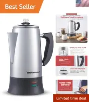 Classic 12-Cup Electric Coffee Percolator - Cool Touch Handle & Quick Brew