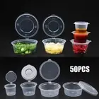 Clear Hinged Lid Plastic Single Use Sauce Containers Cups Pot Tub Deli Takeaway