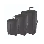 3 Piece Pierre Cardin Soft-shell Trolley Set - Black - Black