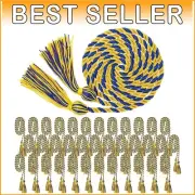 Long-Lasting Graduation Honor Cords with Elegant Blue and Gold Tassels - 36 pcs