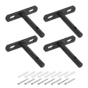 4Pcs 3 Inch Wall Mounted Floating Shelf Brackets Blind Shelf Support, Black