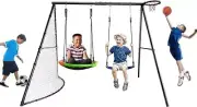 Swing Set for Backyard Swing Playset A Frame Stand with Football Net