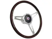 1965-67 Ford Mustang Espresso Wood Shelby Style Steering Wheel Kit, Cobra Button (for: Ford)