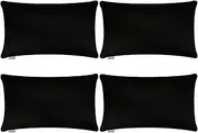 4-Pack Cotton Comfortable Solid Decorative Throw Pillow Case Rectangle Cushion Cover Pillowcase for Lumbar (Cover Only,No Insert) (12x20inch/30x50cm, Black)