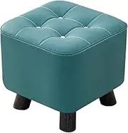 Creative Cat Scratch Leather Stool Solid Wood Small Shoe Changing Stool Square Footstool Foot Rest Stool for Home Office Entryway Home Living Room Coffee Table (Green)
