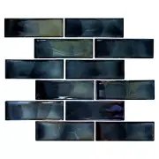 MSI SMOT-GLSST-6MM Blue Shimmer 2" x 6" Rectangle Brick Wall - Carbonita