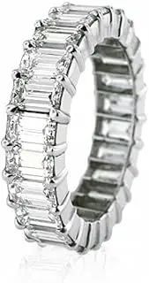 [HEARTS AND YOU] 5ct Emerald Cut Moissanite Full Eternity Wedding Band White Gold Plated