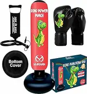 Dinosaur Punching Bag for Kids - Kids' Punching Bag Set with Boxing Gloves-Inflatable Kids Boxing Bag Set - Dinosaur Toy-Great Christmas & Birthdays Gifts for Kids 4,5,6,7,8,9 Years Old