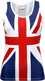 [SPIRIT OF ESSEX] Union Jack Vest top Women Ladies 100% Cotton Round Neck Union Jack Dresses for Women UK