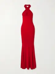 [Norma Kamali] Norma Kamali - Cutout Jersey Halterneck Gown - Red - small small Red