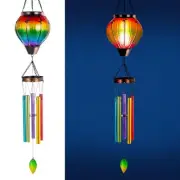 Solar Wind Chimes for Outside, Flickering Flame Light Glass Solar Hot Air Bal...