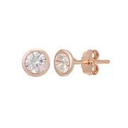 9kt Rose Gold Silver Infused 5mm Cubic Zirconia Stud Earrings