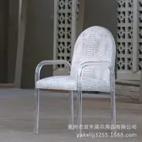 在飛比找Yahoo!奇摩拍賣優惠-免運 北歐創新鱷魚紋現代簡約餐椅咖啡椅亞克力休閑椅化妝靠背椅