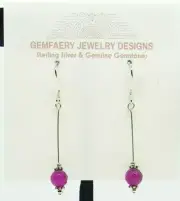 Sterling Silver Faceted Natural RUBY Long Dangle Earrings #2217...Handmade USA