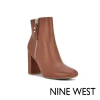 在飛比找PChome24h購物優惠-NINE WEST TAKES 9x9粗跟高跟踝靴-焦糖棕