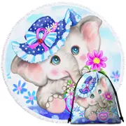Hope Kids Inspiring Design Cute Girly Elephant Round Beach Towel
