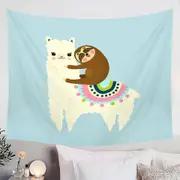 Cute Llama and Sloth for Kids Tapestry