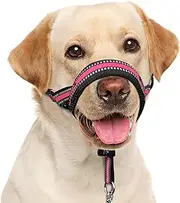 BARKLESS Soft Dog Head Collar, Patented Padded No Pull Head Halter, Training Nose Leash with Safety Link for Medium Large Dogs, Adjustable Muzzle Leash, Easy Control for Walking(Pink, M)